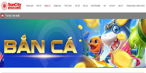 Giao diện website để vào chơi Bắn cá Suncity